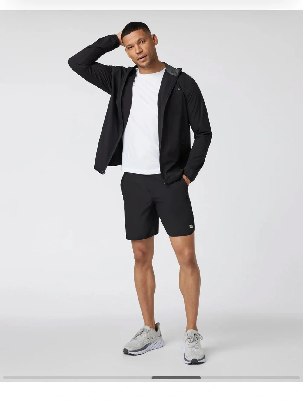 Vuori Outdoor Trainer Shell Black Mens Hooded Jacket Stretch Pockets Sz L - Picture 3 of 16